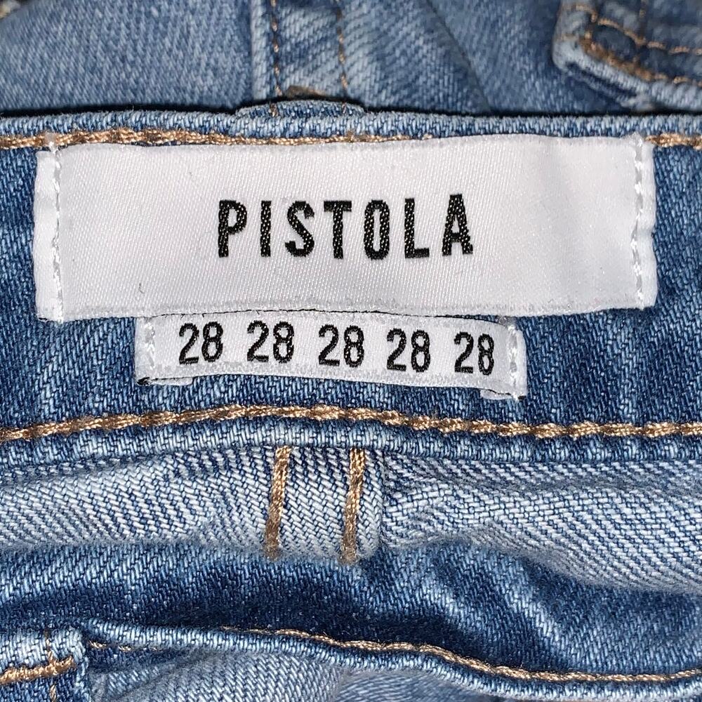 Pistola Nico Light Wash Distressed Side stripe Mom Jeans sz 28 - Picture 4 of 9